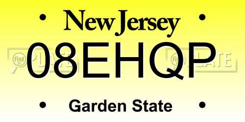 08EHQP New Jersey License Plate