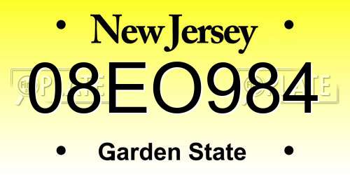 08EO984 New Jersey License Plate