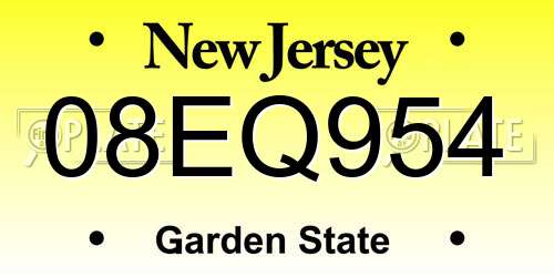 08EQ954 New Jersey License Plate