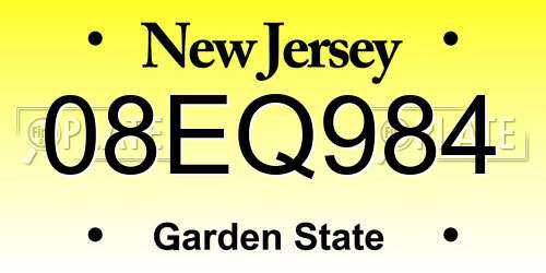 08EQ984 New Jersey License Plate