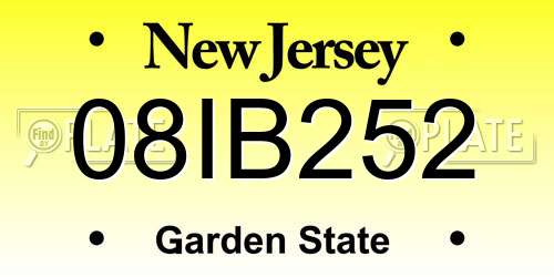 08IB252 New Jersey License Plate