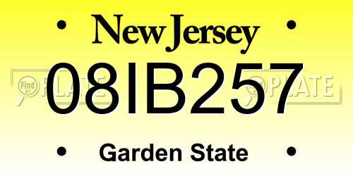 08IB257 New Jersey License Plate