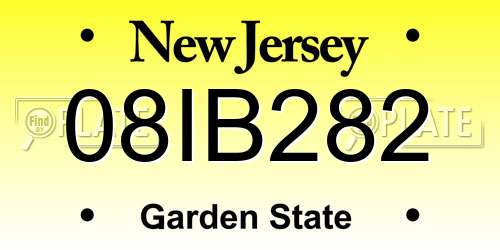 08IB282 New Jersey License Plate