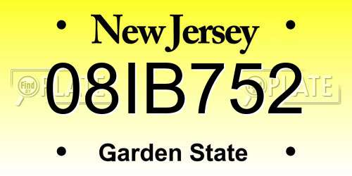 08IB752 New Jersey License Plate