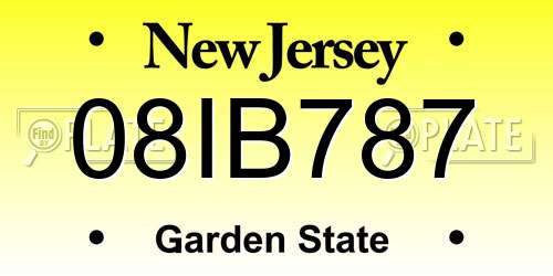 08IB787 New Jersey License Plate