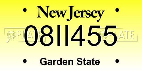 08II455 New Jersey License Plate
