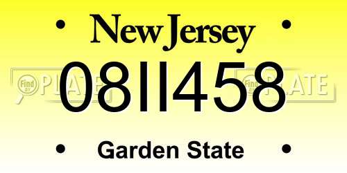 08II458 New Jersey License Plate