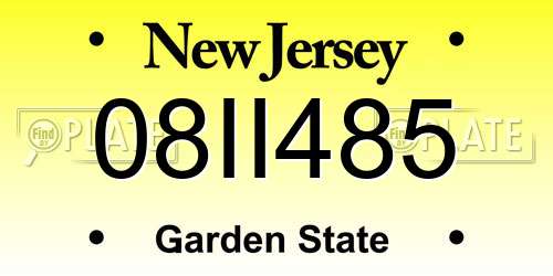 08II485 New Jersey License Plate