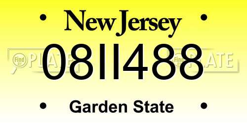 08II488 New Jersey License Plate
