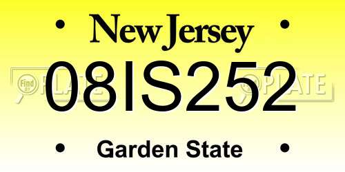 08IS252 New Jersey License Plate