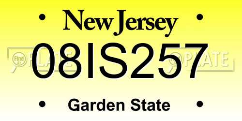 08IS257 New Jersey License Plate