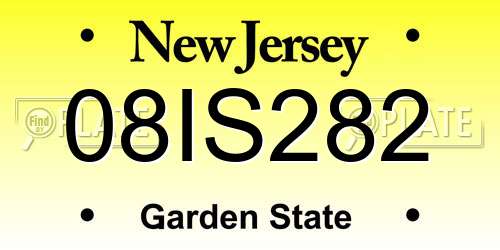 08IS282 New Jersey License Plate