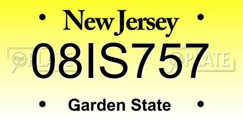 08IS757 New Jersey License Plate