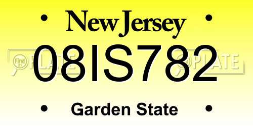 08IS782 New Jersey License Plate