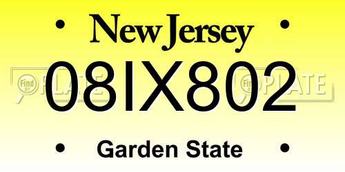 08IX802 New Jersey License Plate