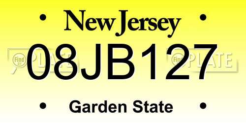 08JB127 New Jersey License Plate