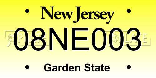 08NE003 New Jersey License Plate