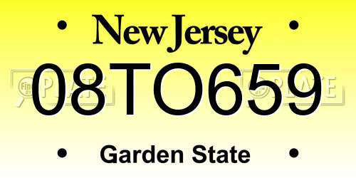 08TO659 New Jersey License Plate