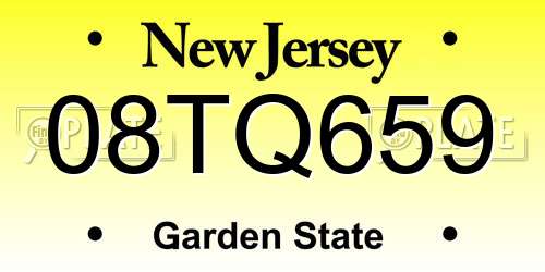 08TQ659 New Jersey License Plate