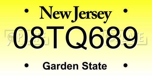 08TQ689 New Jersey License Plate