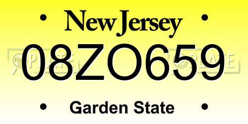 08ZO659 New Jersey License Plate