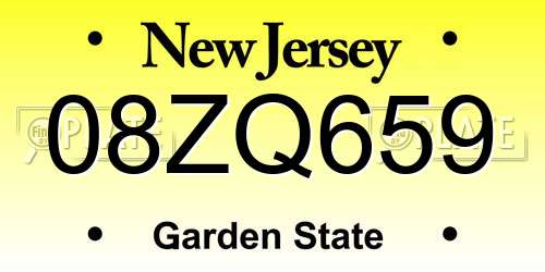 08ZQ659 New Jersey License Plate