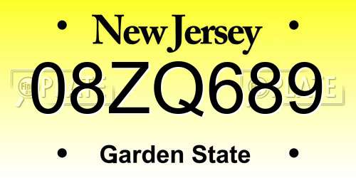 08ZQ689 New Jersey License Plate