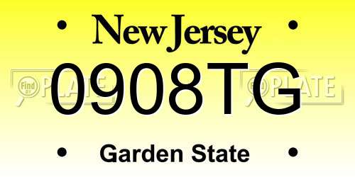 0908TG New Jersey License Plate