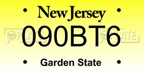 090BT6 New Jersey License Plate