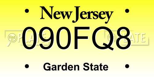 090FQ8 New Jersey License Plate