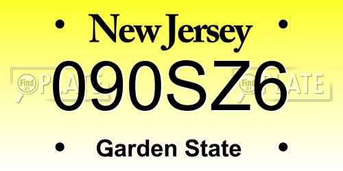 090SZ6 New Jersey License Plate