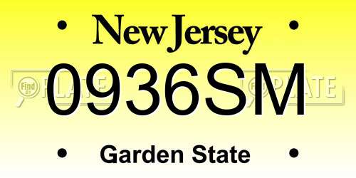 0936SM New Jersey License Plate