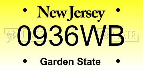 0936WB New Jersey License Plate