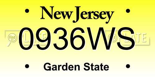 0936WS New Jersey License Plate