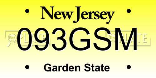093GSM New Jersey License Plate