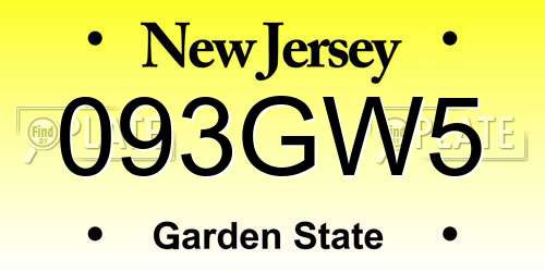 093GW5 New Jersey License Plate