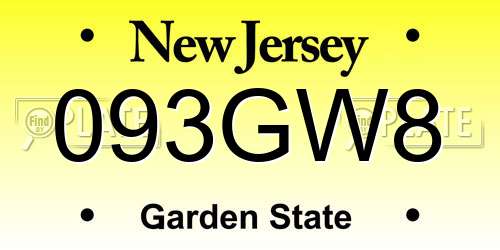 093GW8 New Jersey License Plate