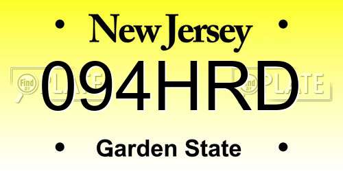094HRD New Jersey License Plate