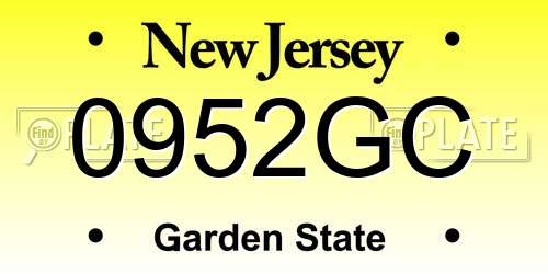 0952GC New Jersey License Plate