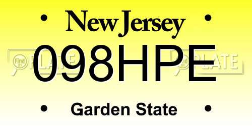 098HPE New Jersey License Plate