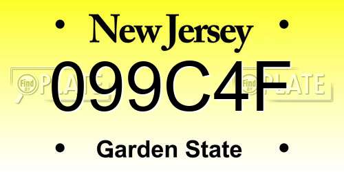 099C4F New Jersey License Plate