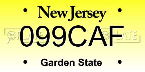099CAF New Jersey License Plate