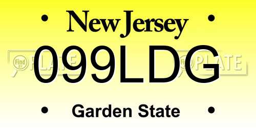 099LDG New Jersey License Plate