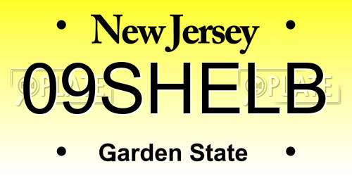 09SHELB New Jersey License Plate