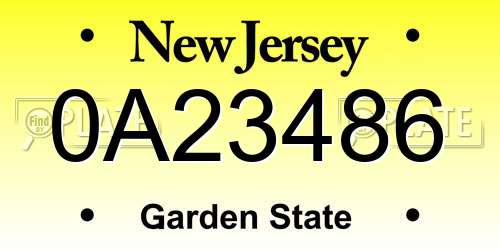0A23486 New Jersey License Plate