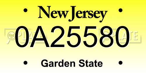 0A25580 New Jersey License Plate