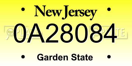 0A28084 New Jersey License Plate
