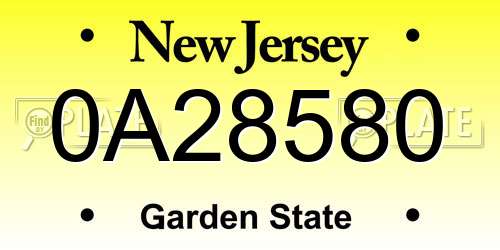 0A28580 New Jersey License Plate