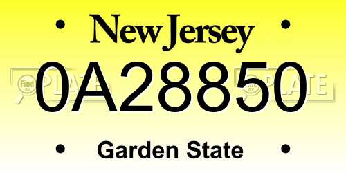 0A28850 New Jersey License Plate
