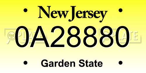 0A28880 New Jersey License Plate